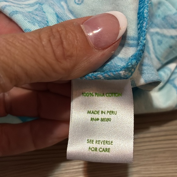 Lilly Pulitzer Juliet T-shirt Dress Turquoise White 3/4 sleeves V-neck Size S - Picture 6 of 9